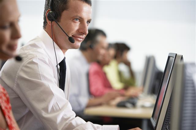 Man working in call center